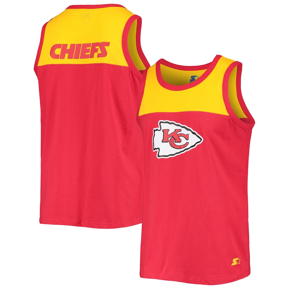 Débardeur mode Starter rouge/or Kansas City Chiefs Team Touchdown pour homme