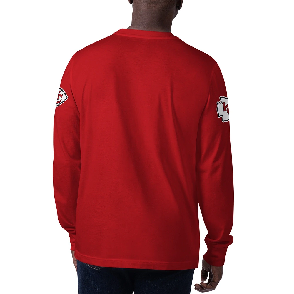 Men's Starter Red Kansas City Chiefs Clutch Hit Long Sleeve T-Shirt