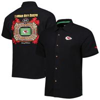 Men's Tommy Bahama Black Kansas City Chiefs Top of Your Game Camp Button-Up Shirt