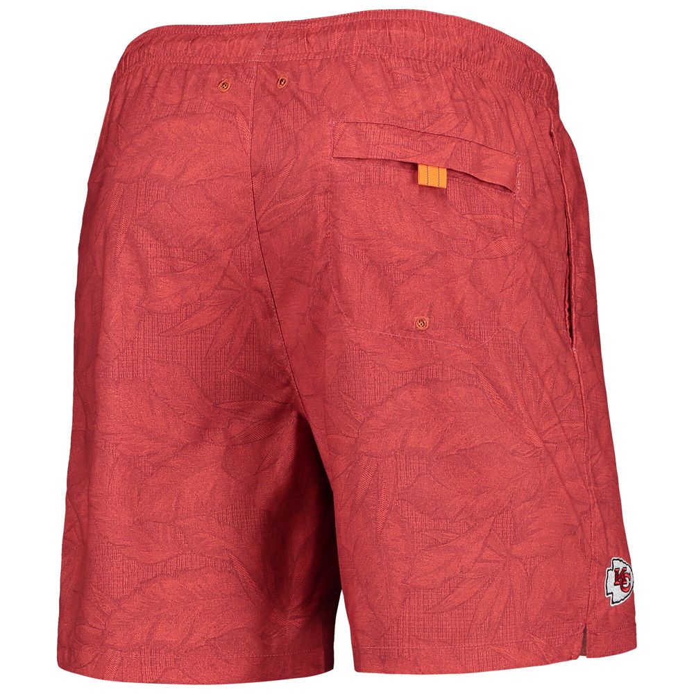 Men's Tommy Bahama Red Kansas City Chiefs Naples Layered Leaves Swim Trunks