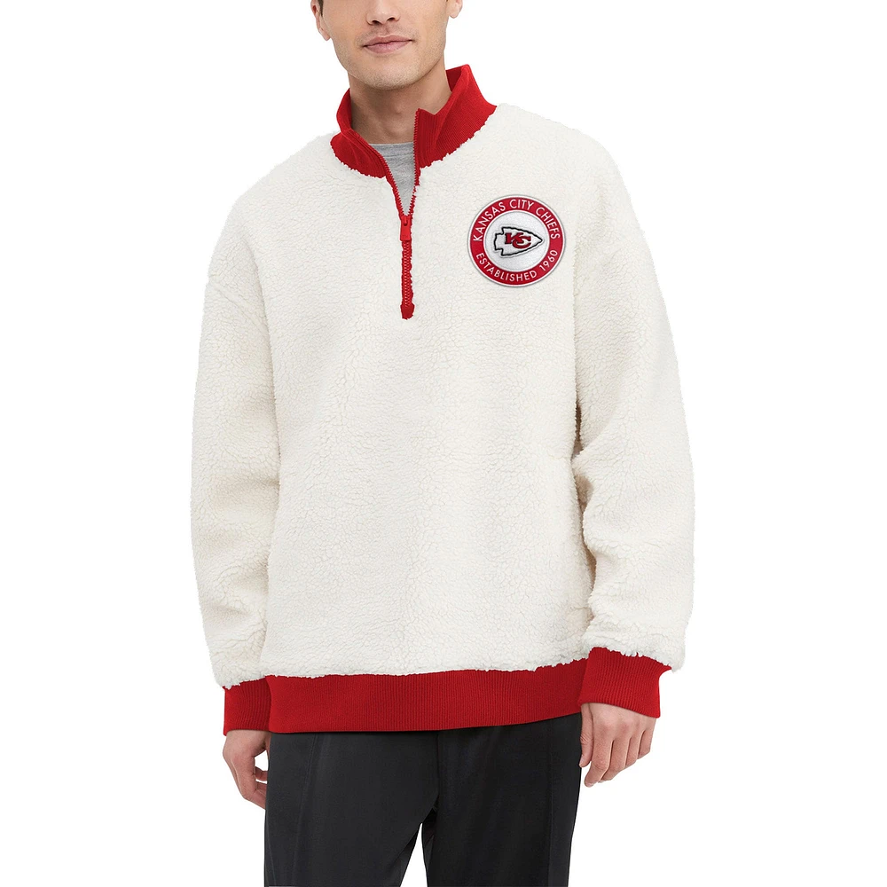 Sweat-shirt crème Tommy Hilfiger Kansas City Chiefs Jordan Sherpa à quart de zip pour hommes