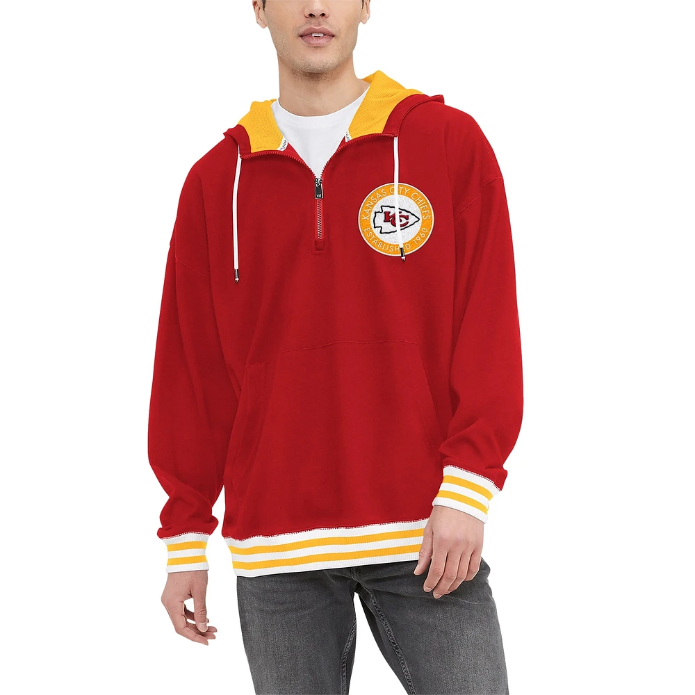 Sweat à capuche rouge fermeture éclair quart de zip Tommy Hilfiger pour hommes des Chiefs Kansas City Aaron