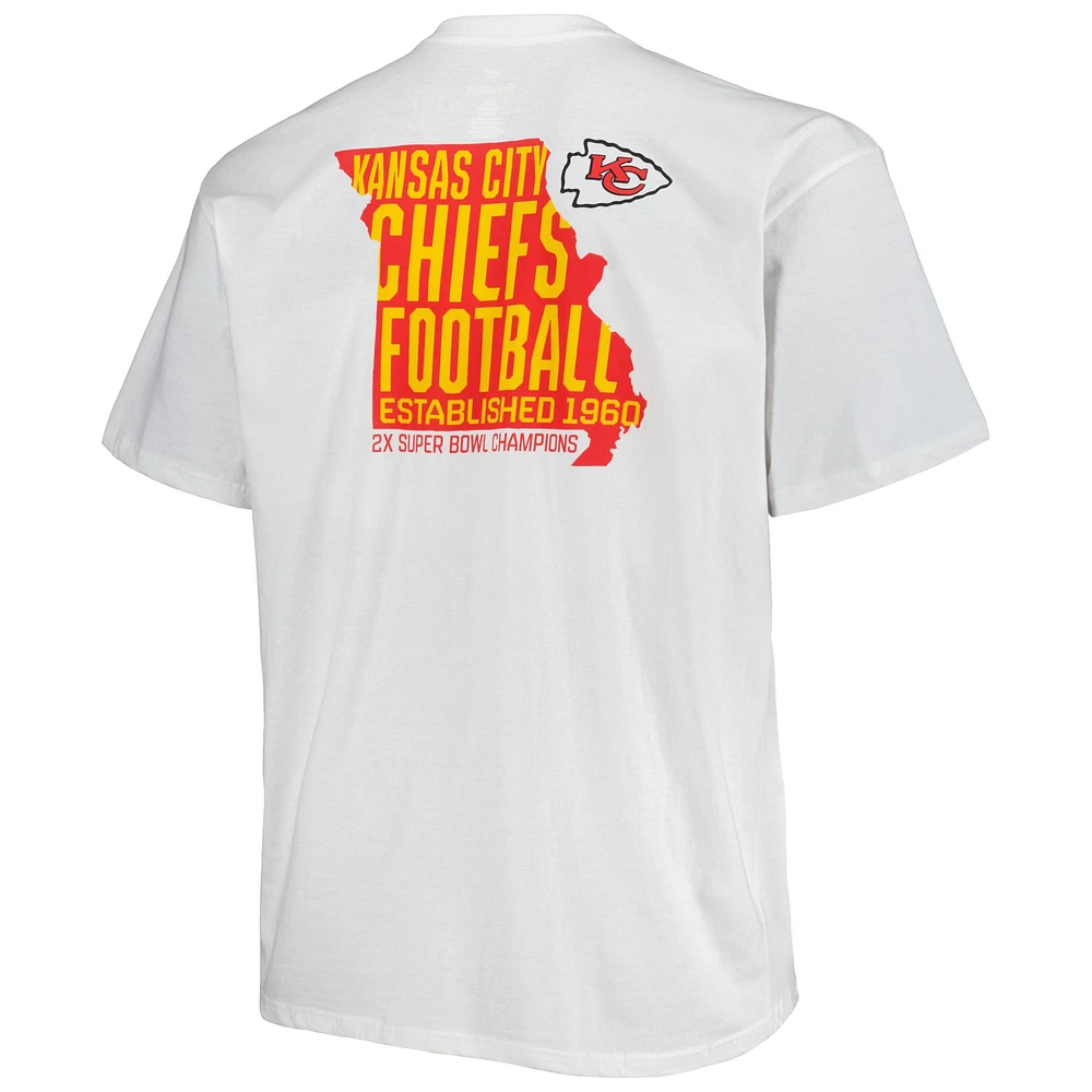 Men's White Kansas City Chiefs Big & Tall Hometown Collection Hot Shot T-Shirt