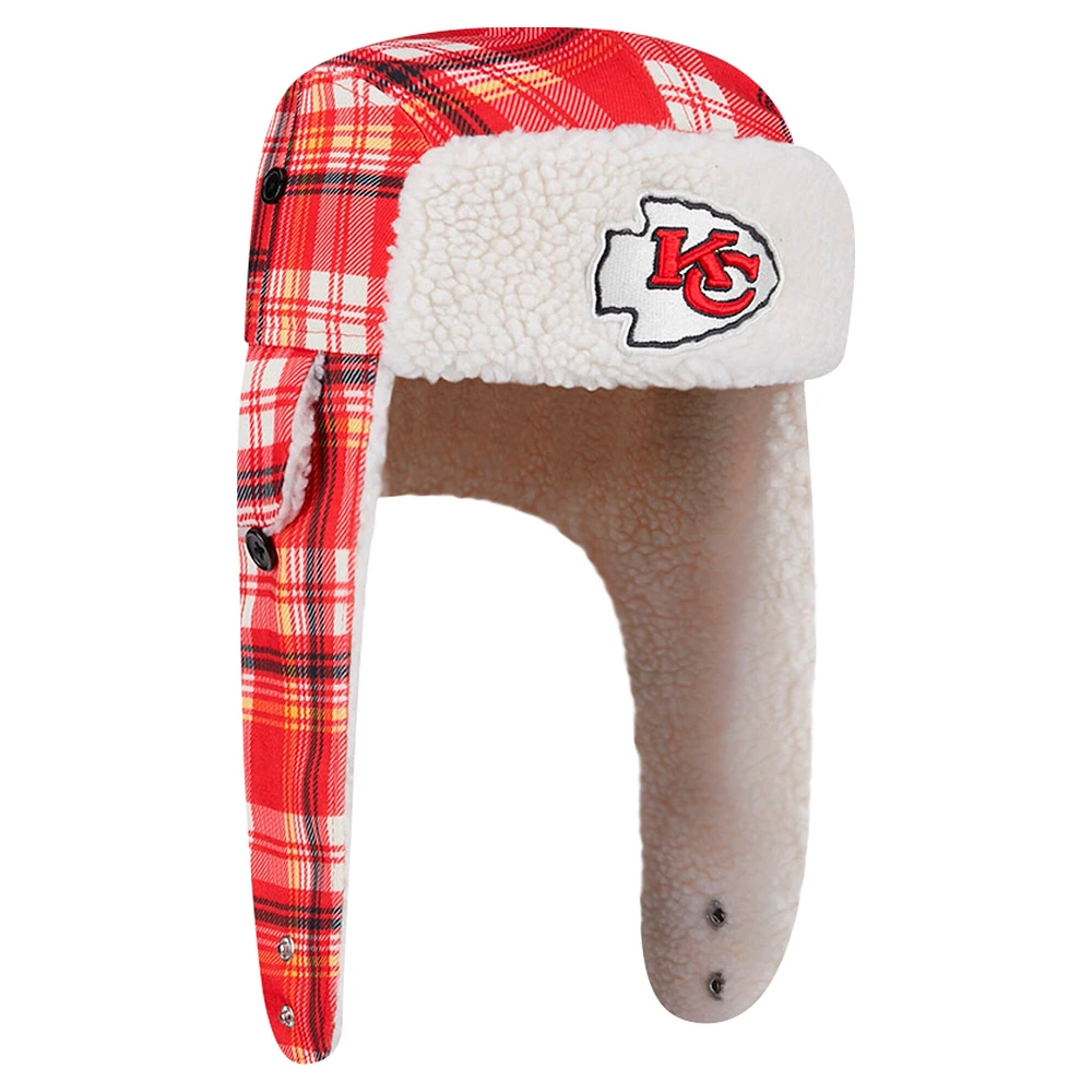 Casquette trappeur Sherpa à carreaux Sideline rouge Kansas City Chiefs de New Era