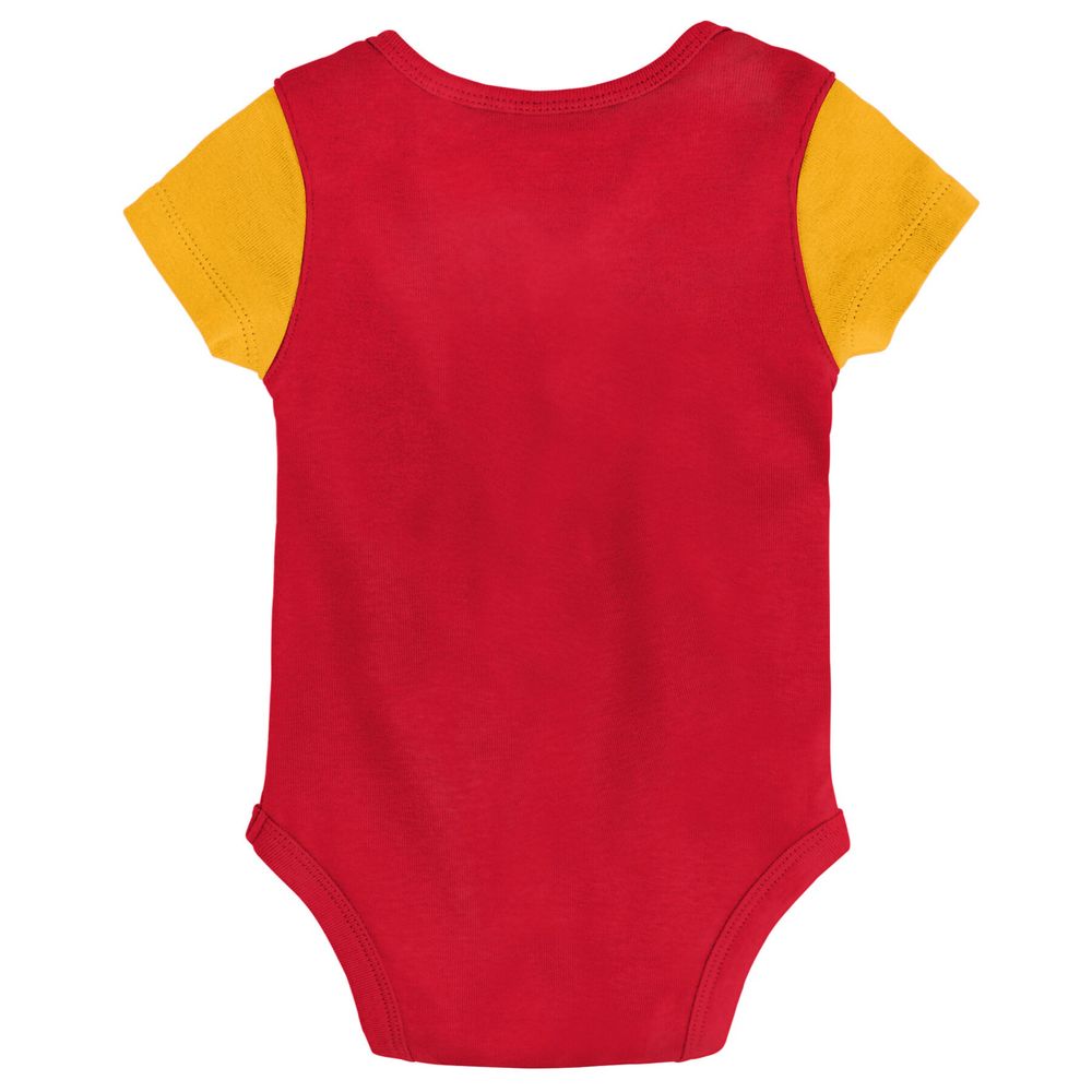 Newborn & Infant Red/Gold Kansas City Chiefs 3-Piece Little Champ Bodysuit Bib Booties - Set