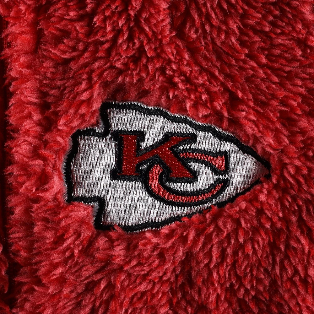 Newborn & Infant Red/Gray Kansas City Chiefs Game Nap Teddy Fleece Bunting Full-Zip Sleeper