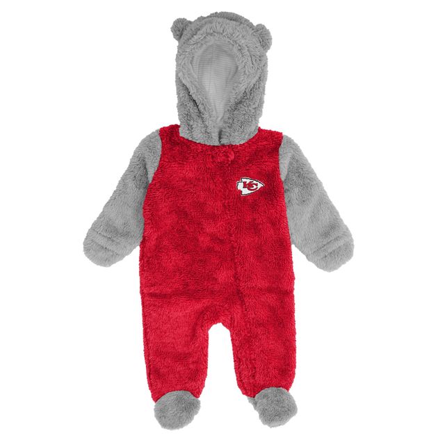 Nouveau-né et nourrisson rouge/gris Kansas City Chiefs Game Nap Teddy Fleece Bunting - Full-Zip Sleeper