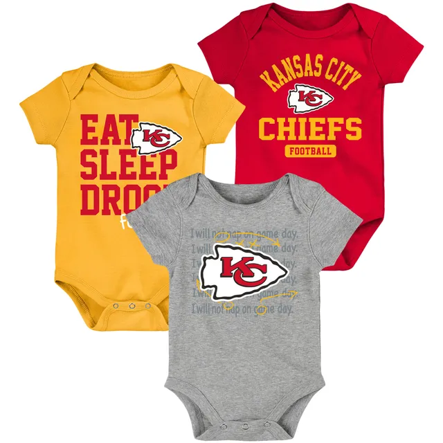 Lids Kansas City Chiefs Newborn & Infant Little Champ Three-Piece Bodysuit,  Bib Booties Set - Red/Gold