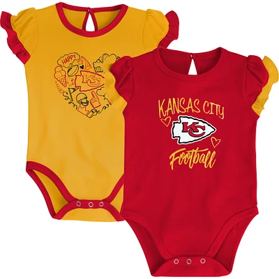 Body rouge/jaune Kansas City Chiefs Too Much Love pour nouveau-né et bébé