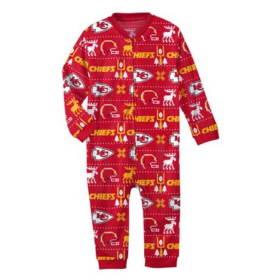 Newborn & Infant Red Kansas City Chiefs Allover Print - Full-Zip Jumper