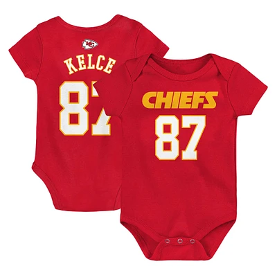 Nouveau-né et nourrisson Travis Kelce Red Kansas City Chiefs Mainliner Player Name & Number Body