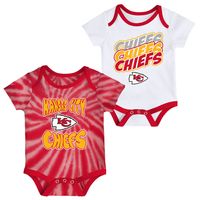 Newborn & Infant White/Red Kansas City Chiefs Monterey Tie-Dye - 2-Pack Bodysuit Set