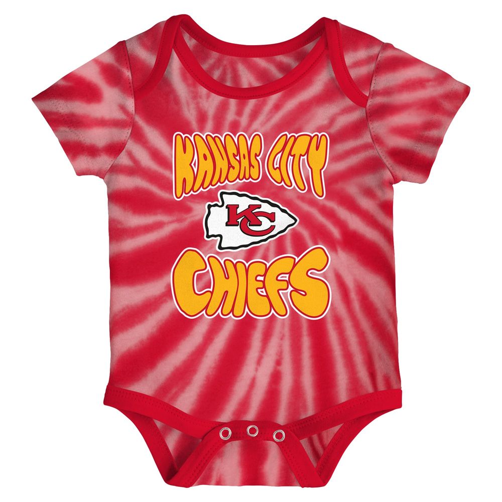 Newborn & Infant White/Red Kansas City Chiefs Monterey Tie-Dye - 2-Pack Bodysuit Set