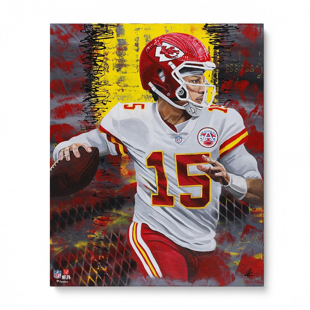 Impression giclée sur toile étirée de 16" x 20" de Patrick Mahomes, Kansas City Chiefs - Art par Cortney Wall