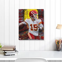 Impression giclée sur toile étirée de 16" x 20" de Patrick Mahomes, Kansas City Chiefs - Art par Cortney Wall