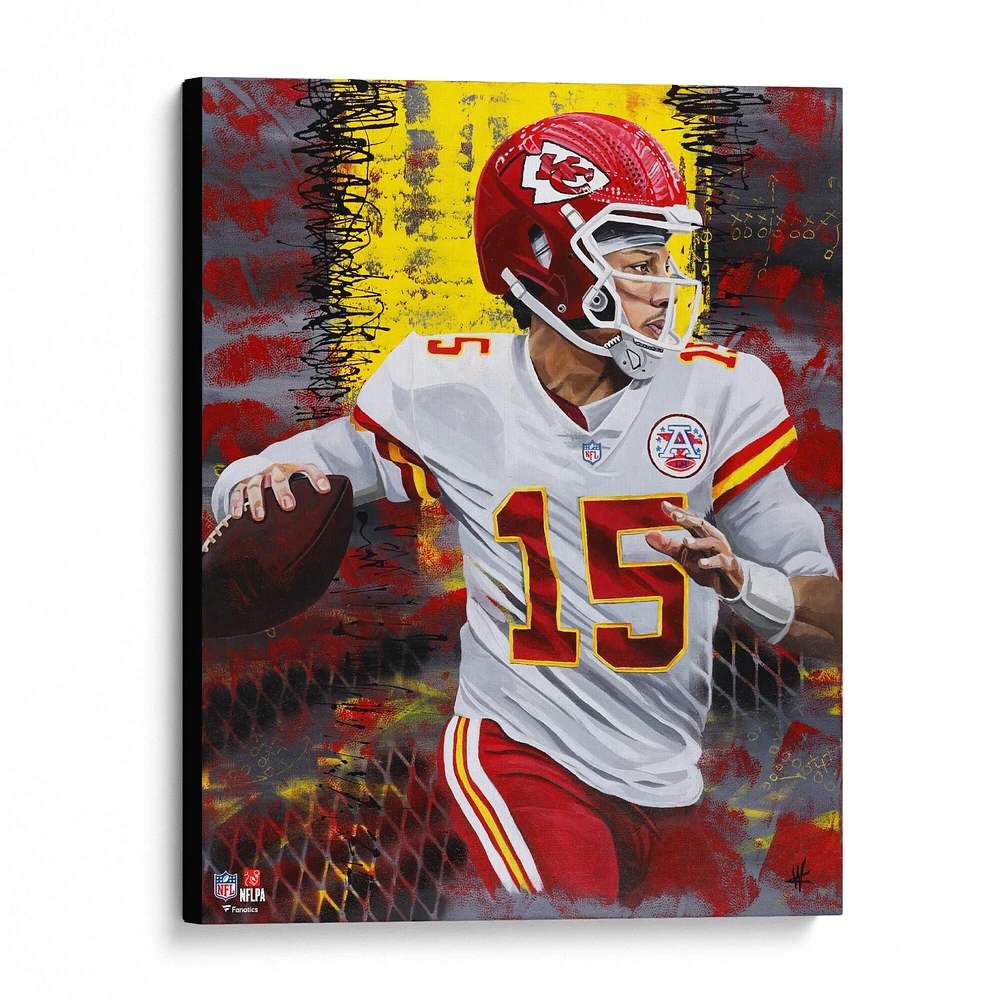 Impression giclée sur toile étirée de 16" x 20" de Patrick Mahomes, Kansas City Chiefs - Art par Cortney Wall
