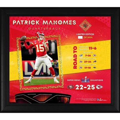 Patrick Mahomes Kansas City Chiefs Super Bowl LVIII Champions Framed 15" x 17" Collage with a Piece of Game-Used Football - Limited Edition of 2024