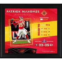 Patrick Mahomes Kansas City Chiefs Super Bowl LVIII Champions Framed 15" x 17" Collage with a Piece of Game-Used Football - Limited Edition of 2024