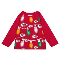 Preschool Kansas City Chiefs Two-Piece Garland Holiday Long Sleeve Pajama Set