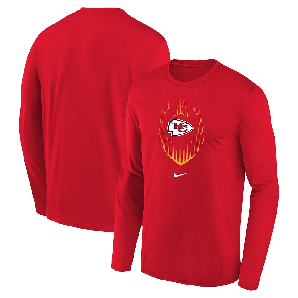 T-shirt à manches longues Nike rouge Kansas City Chiefs Legend Icon pour enfant d'âge préscolaire