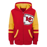 Sweat à capuche entièrement zippé rouge Kansas City Chiefs Stadium pour enfants d'âge préscolaire