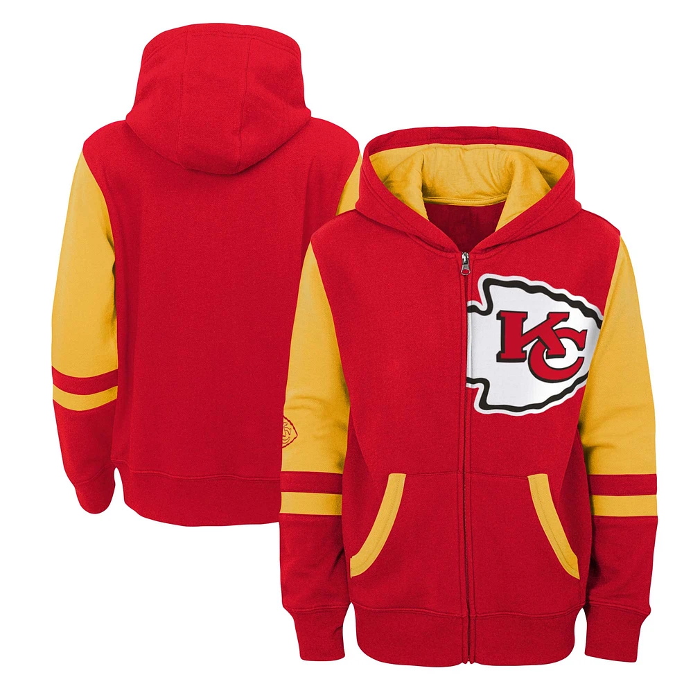 Sweat à capuche entièrement zippé rouge Kansas City Chiefs Stadium pour enfants d'âge préscolaire