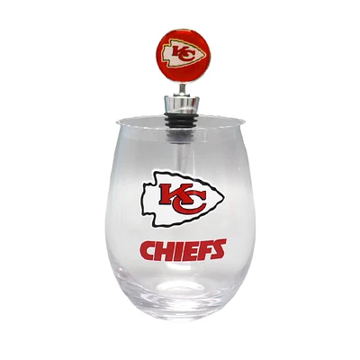 Gobelet sans pied de 15 oz avec bouchon pour bouteille de vin des Kansas City Chiefs de The Memory Company