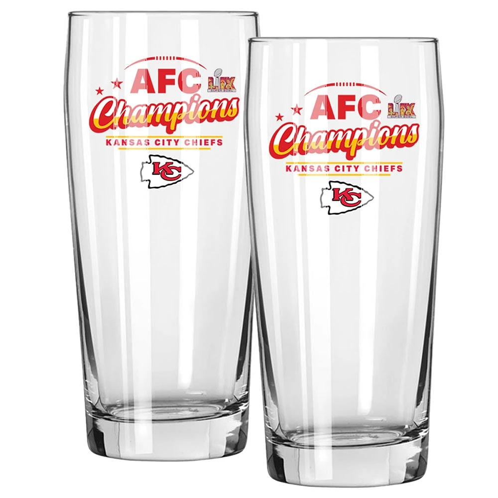 The Memory Company Kansas City Chiefs 2024 AFC Champions 16oz. Pub Pilsner Glass Two Pack Set