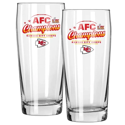 The Memory Company Kansas City Chiefs 2024 AFC Champions 16oz. Pub Pilsner Glass Two Pack Set