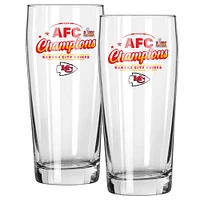 The Memory Company Kansas City Chiefs 2024 AFC Champions 16oz. Pub Pilsner Glass Two Pack Set