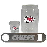 The Memory Company Kansas City Chiefs Three-Pack Beer Glass, 2oz. Shot Glass & Bottle Opener Set