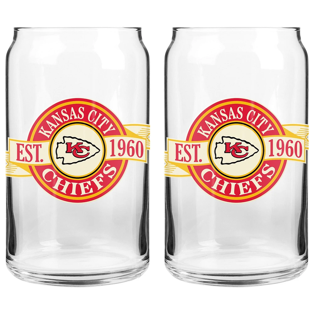 Le Sports Vault Kansas City Chiefs 16 oz. Ensemble de deux verres à canettes