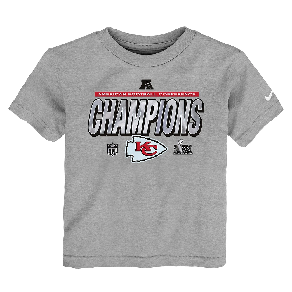 Toddler Nike Heather Gray Kansas City Chiefs 2024 AFC Champions Locker Room Trophy Collection T-Shirt