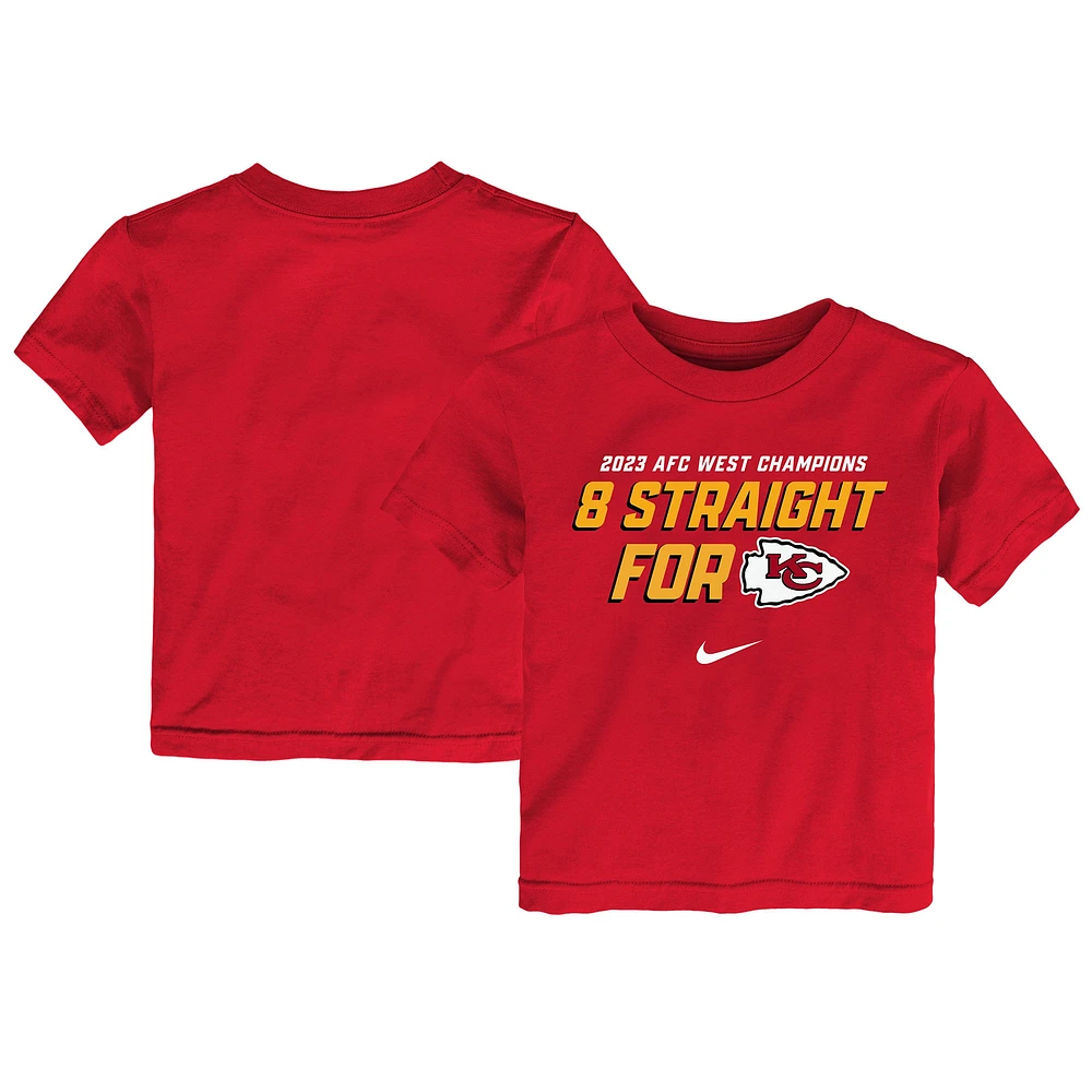 T-shirt Nike rouge pour tout-petit des Chiefs de Kansas City, huit fois champions la division Ouest l'AFC