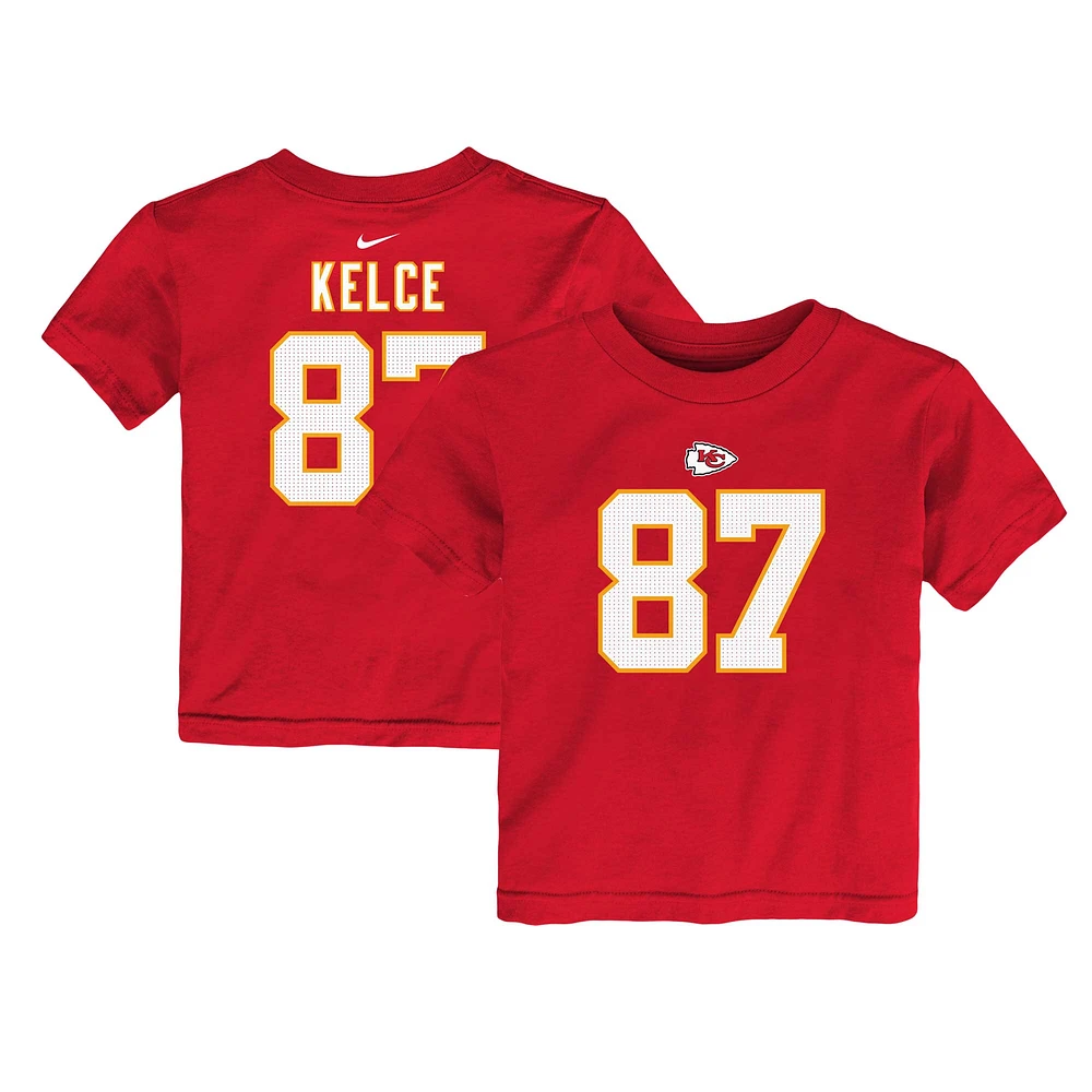 T-shirt Nike Travis Kelce pour tout-petit, rouge, nom et numéro du joueur des Chiefs de Kansas City