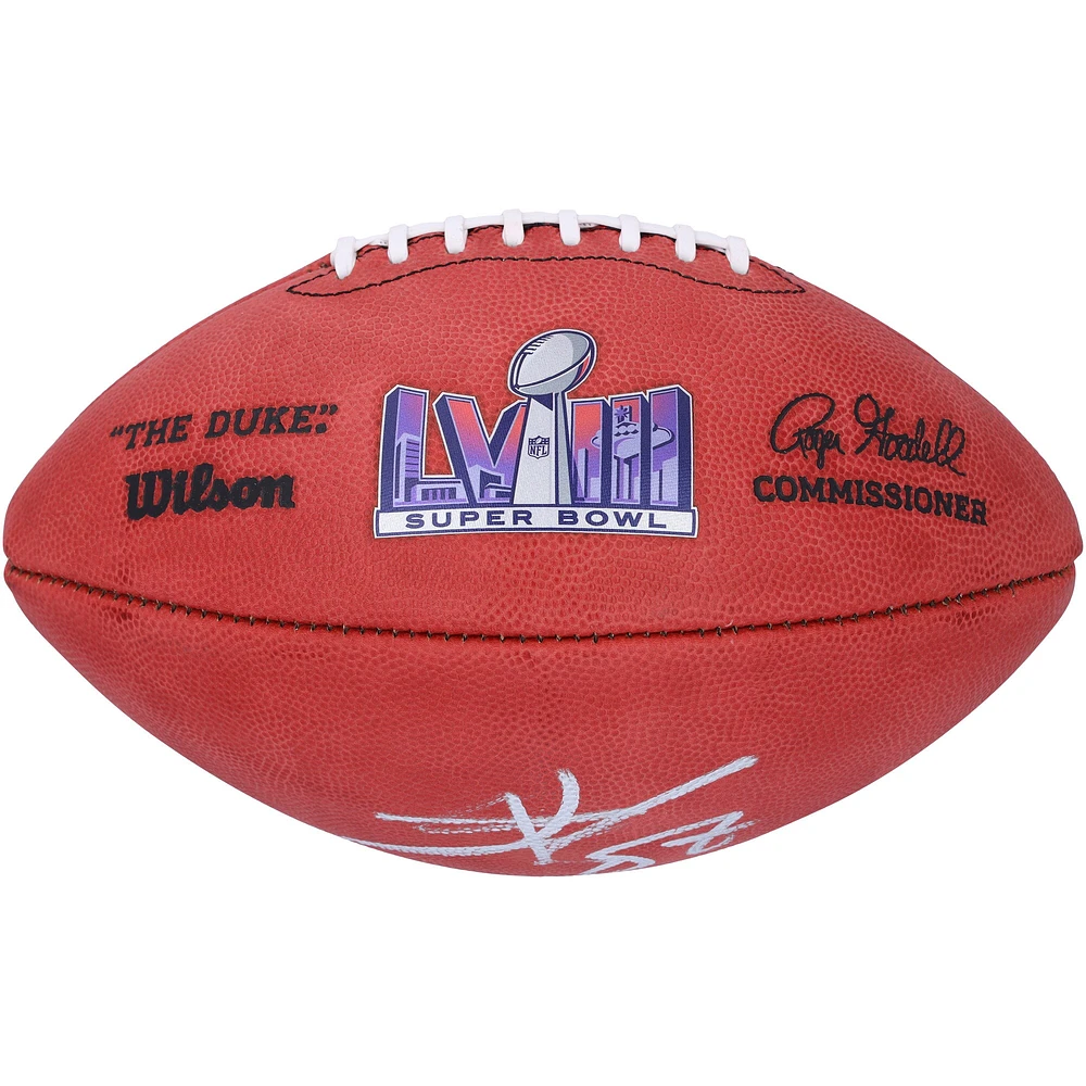 Ballon de football Duke autographié par Travis Kelce, Kansas City Chiefs, pour le Super Bowl LVIII