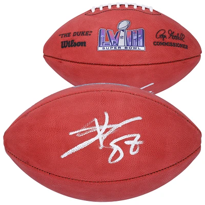 Ballon de football Duke autographié par Travis Kelce, Kansas City Chiefs, pour le Super Bowl LVIII