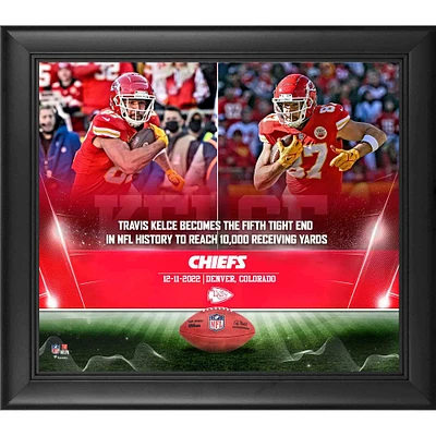Collage encadré de 15" x 17" de Travis Kelce, Kansas City Chiefs, 10 000 verges de réception en carrière