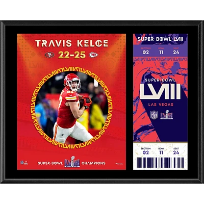 Travis Kelce Kansas City Chiefs Super Bowl LVIII Champions 12'' x 15'' Sublimated Plaque with Replica Ticket