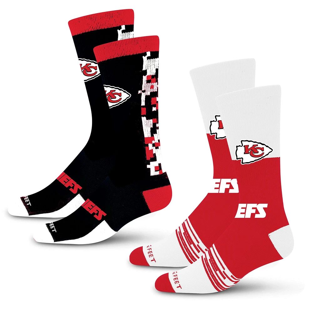 Lot de 2 paires de chaussettes unisexes pour pieds nus Kansas City Chiefs Double Duo