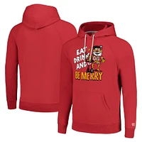 Unisex Homage Red Kansas City Chiefs Holiday Raglan Tri-Blend Pullover Hoodie