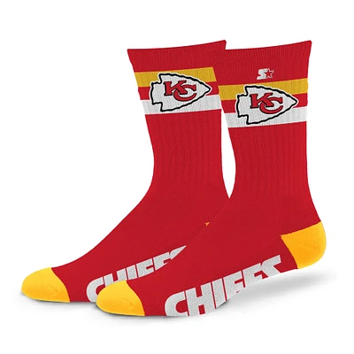 Chaussettes unisexes Starter Kansas City Chiefs Team Color Two-Stripe Crew