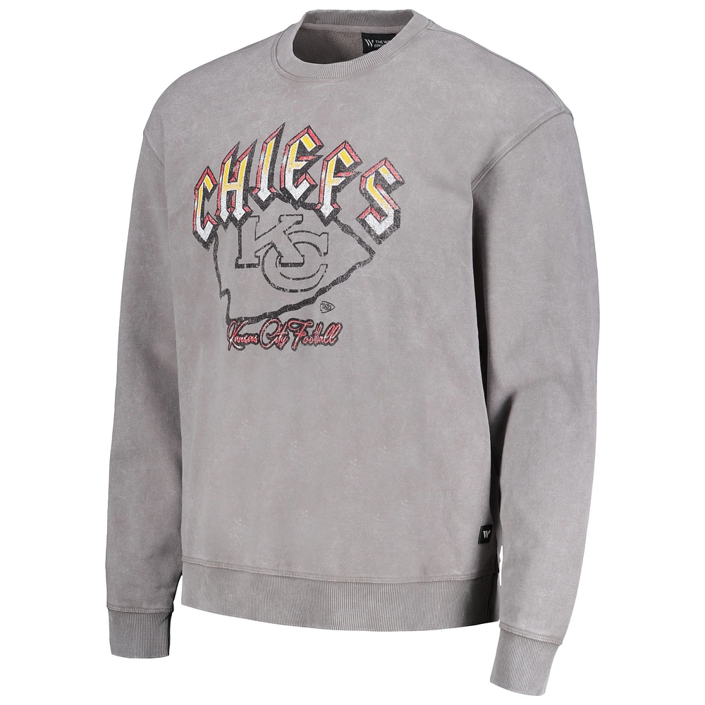 Sweat-shirt unisexe The Wild Collective, gris, Kansas City Chiefs, pull en détresse