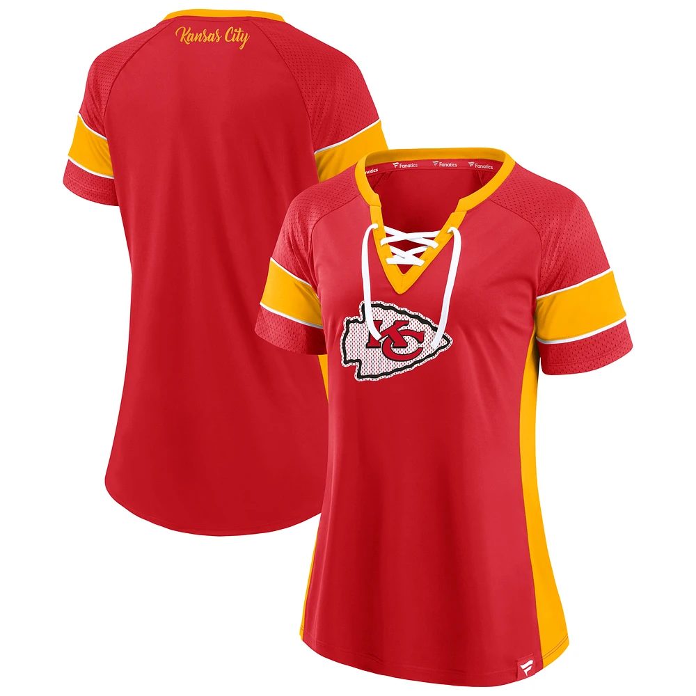 Haut à lacets Athena rouge des Kansas City Chiefs Fanatics pour femmes