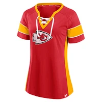 Haut à lacets Athena rouge des Kansas City Chiefs Fanatics pour femmes