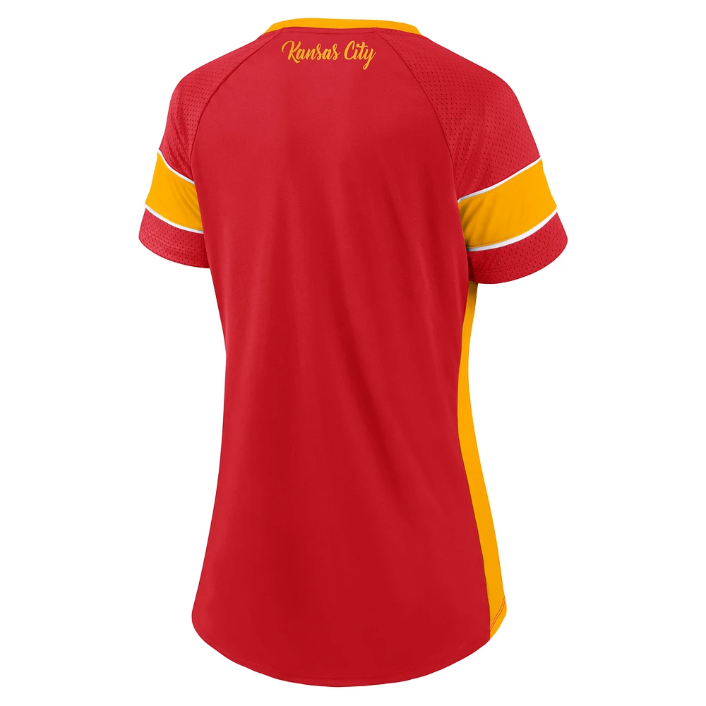 Haut à lacets Athena rouge des Kansas City Chiefs Fanatics pour femmes