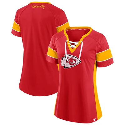 Haut à lacets Athena rouge des Kansas City Chiefs Fanatics pour femmes