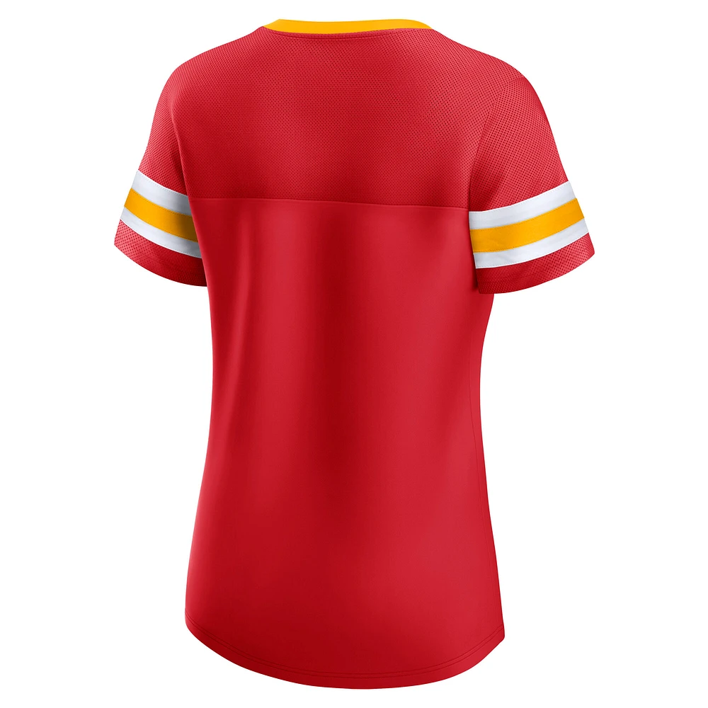 T-shirt à lacets rouge pour femme Fanatics Kansas City Chiefs
