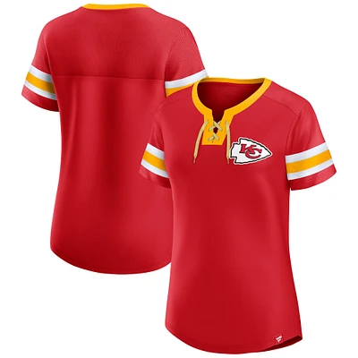 T-shirt à lacets rouge pour femme Fanatics Kansas City Chiefs