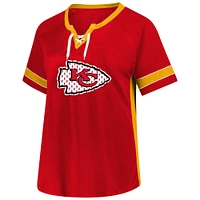 Women's Fanatics Travis Kelce Red Kansas City Chiefs Plus Name & Number Lace-Up T-Shirt